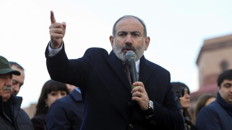 Armenian Prime Minister Nikol Pashinyan meets with his supporters in Yerevan